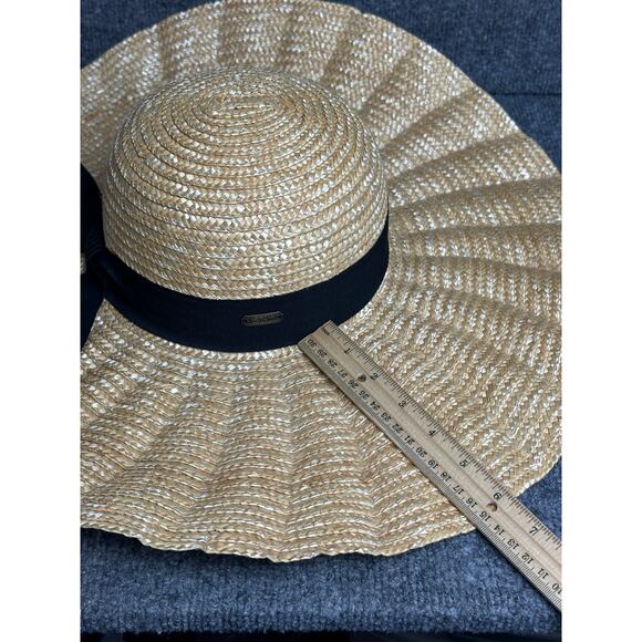Sun N Sand UPF 50+ oversize straw sun hat very wide brim adjustable black ribbon main image 12